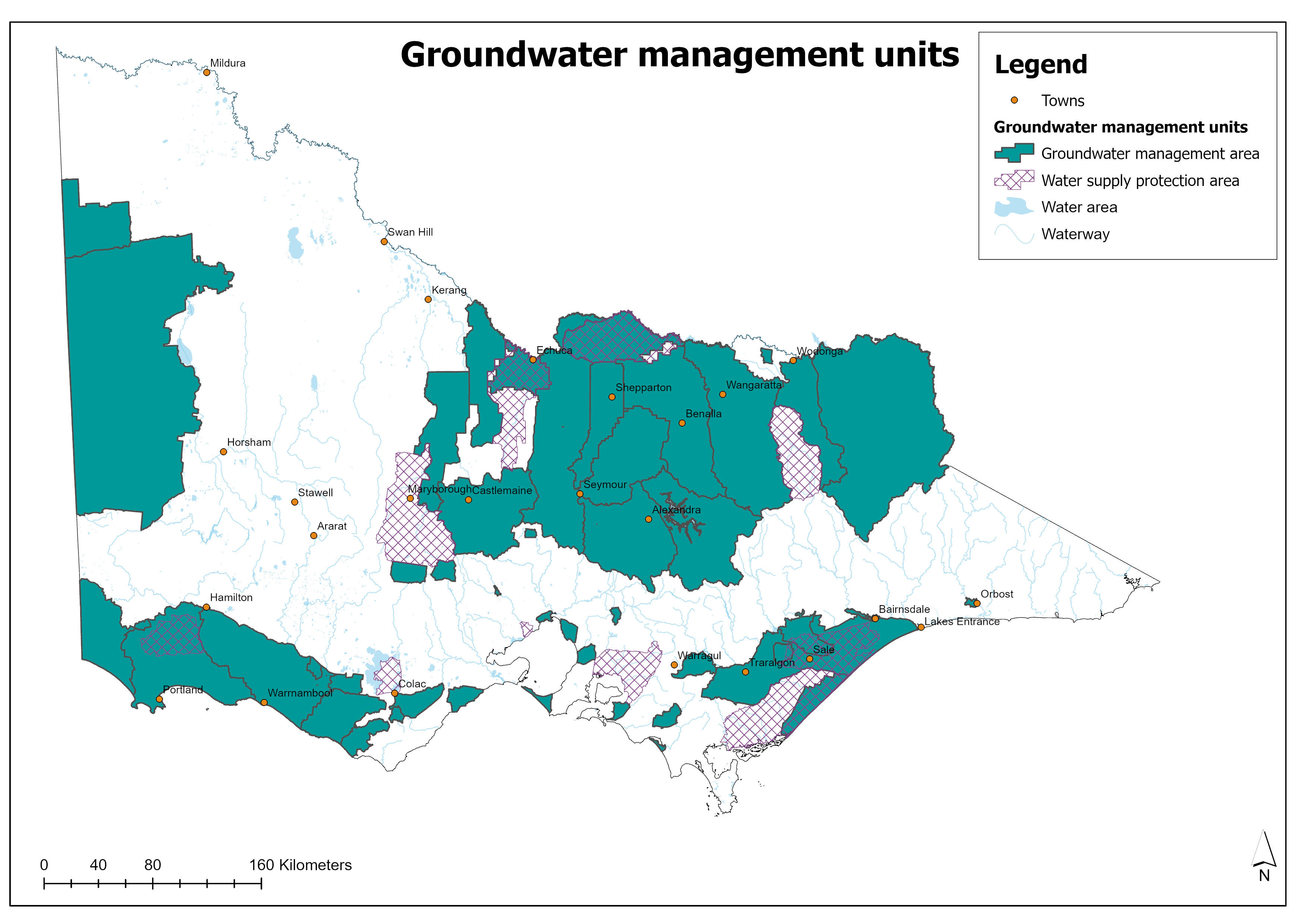 Map of Victoria showing the groundwater management unit boundaries.